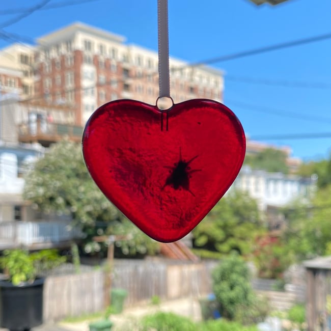 Stained Glass Suncatcher Tainted Heart - Small