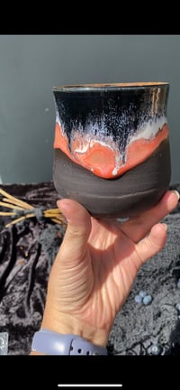 Image 2 of 14 oz Poison Berry Mug in Coral/Black/White