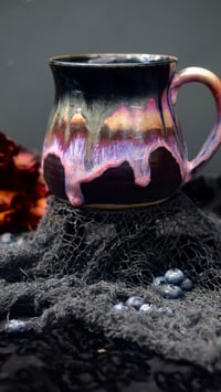 Image 1 of “Flawsome” 18 oz Poison Berry Mug in Purple/Orange/Black