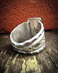 Image 5 of WL&A Handmade Heavy Ingot Sonoran Desert Turquoise Ring - Size 14.5 