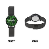 Image 2 of Men's Steel Watch Without Numbers- Green Tribal Print