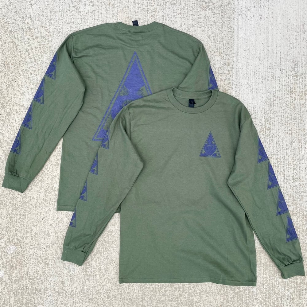 Image of triangle long sleeve - green/purple
