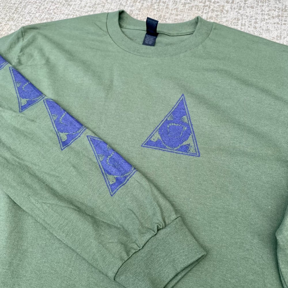 Image of triangle long sleeve - green/purple