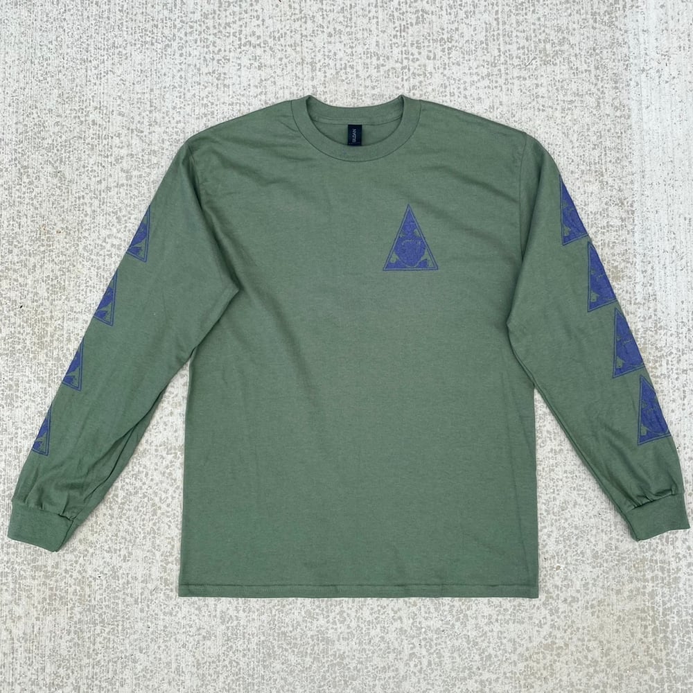 Image of triangle long sleeve - green/purple