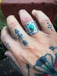 Image 3 of WL&A Handmade Heavy Ingot Green Royston Cigar Band Ring - Size 9