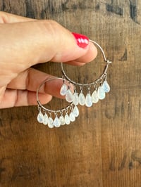 Image 8 of La Luna Llena Sterling Silver . Moonstone Hoops earrings / n12