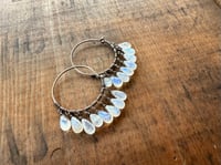 Image 9 of La Luna Llena Sterling Silver . Moonstone Hoops earrings / n12