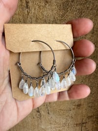 Image 16 of La Luna Llena Sterling Silver . Moonstone Hoops earrings / n12