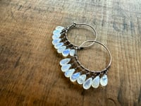 Image 12 of La Luna Llena Sterling Silver . Moonstone Hoops earrings / n12