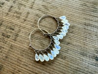 Image 17 of La Luna Llena Sterling Silver . Moonstone Hoops earrings / n12