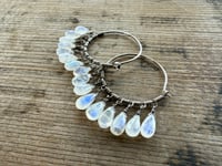 Image 5 of La Luna Llena Sterling Silver . Moonstone Hoops earrings / n12