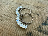 Image 19 of La Luna Llena Sterling Silver . Moonstone Hoops earrings / n12