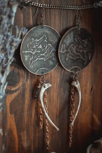 Image 2 of Nights flight, rib bone flying witch earrings