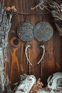 Image 3 of Nights flight, rib bone flying witch earrings