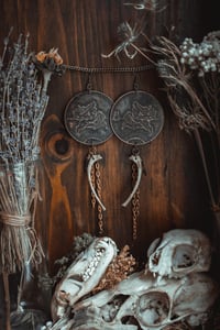 Image 4 of Nights flight, rib bone flying witch earrings