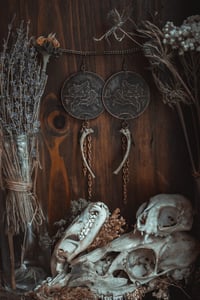 Image 5 of Nights flight, rib bone flying witch earrings