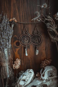 Image 3 of sword and silence copper earrings