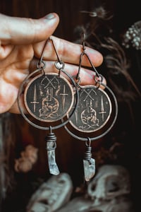 Image 1 of sword and silence copper earrings