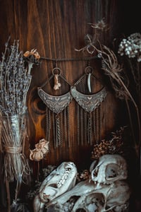 Image 4 of moth and moon bone earrings