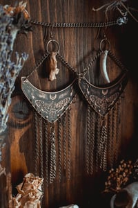 Image 9 of moth and moon bone earrings