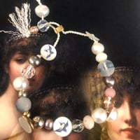 Image 2 of Vintage button, freshwater pearl and crystal bracelet 