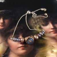 Image 3 of Vintage button, freshwater pearl sterling silver bracelet 