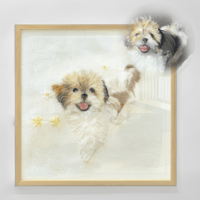 Image 1 of Custom Wool Felt Pet Portrait with Real Fur 𓃠🎁, Full Size [12in x 12in]