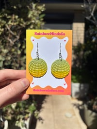 Image 1 of Golden disco polymer clay earrings