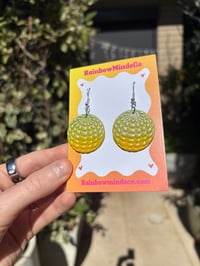 Image 2 of Golden disco polymer clay earrings