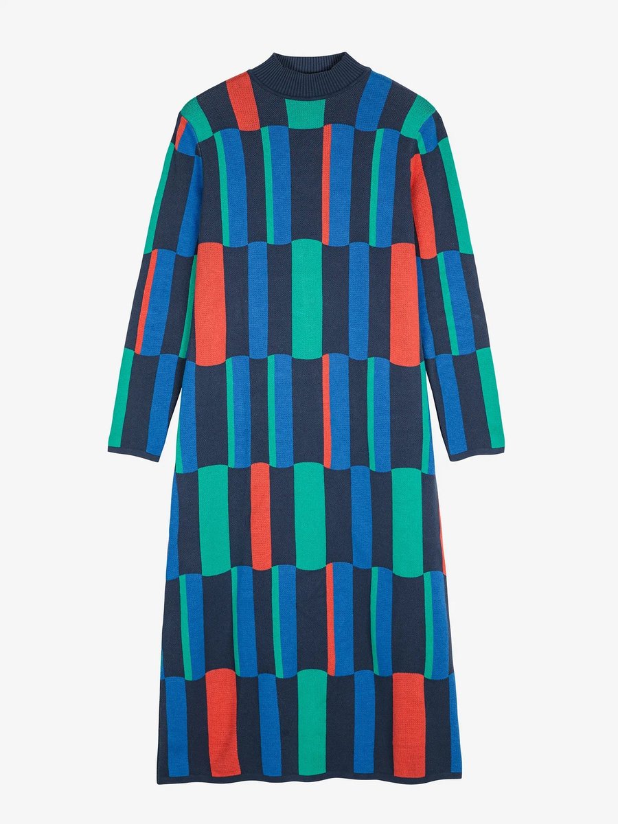 Image of 3- Vestido Geometric jacquard knitted dress