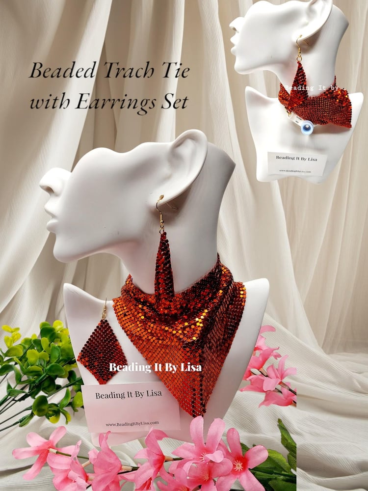 Image of Trach Sequin Scarf for Tracheostomy, Cover Necklace And Earrings Set, Trach Ties, Special -33814307