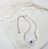 Image 1 of Beaded Trach Ties, Adjustable, Trach Chain, Men or Women, Gift .... (Clear White)