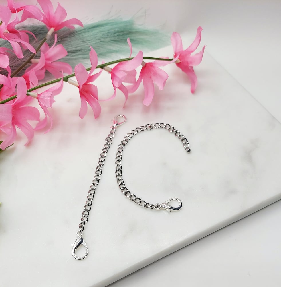 Image of Beaded Trach Ties, Silver Adjustable, Trach Chain, Men or Women, Gifts, Unisex ( Silver )