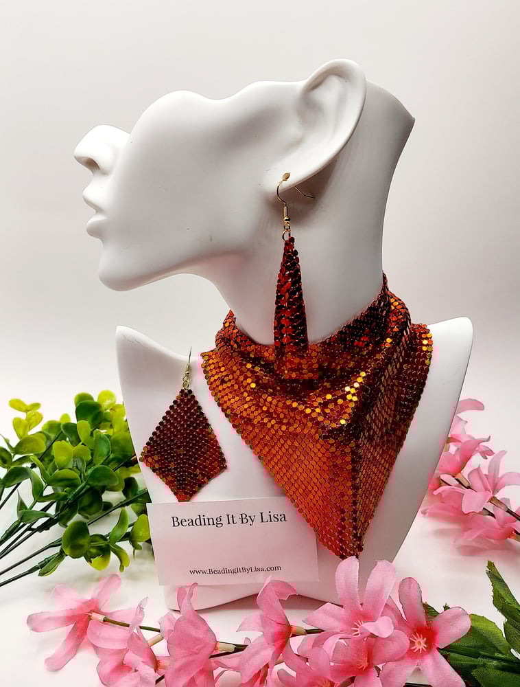 Image of Trach Sequin Scarf for Tracheostomy, Cover Necklace And Earrings Set, Trach Ties, Special -33814307