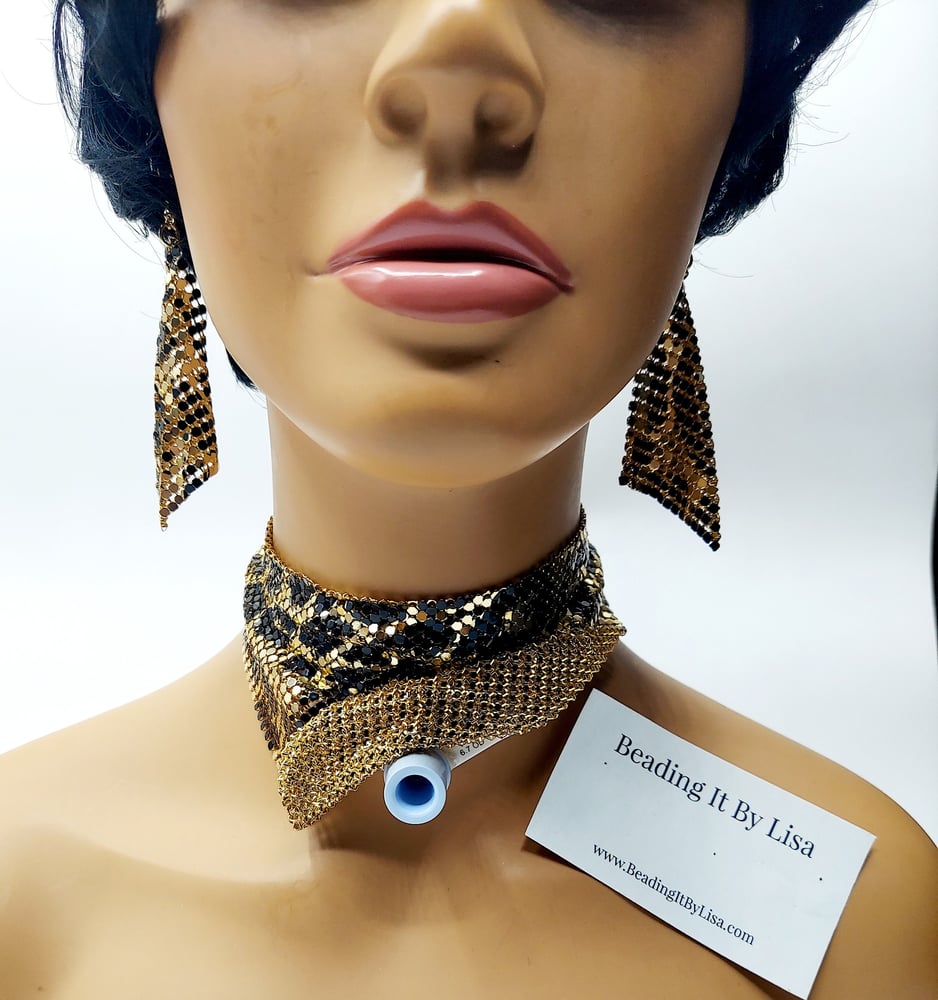 Image of Trach Sequin Scarf for Tracheostomy, Cover Necklace And Earrings Set, Trach Ties, Special -766c6d84