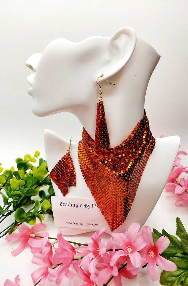 Image of Trach Sequin Scarf for Tracheostomy, Cover Necklace And Earrings Set, Trach Ties, Special -33814307