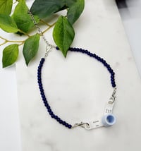 Image 4 of Beaded Trach Ties, Adjustable, Trach Chain,  .... (Shiny Royal Blue Beads)