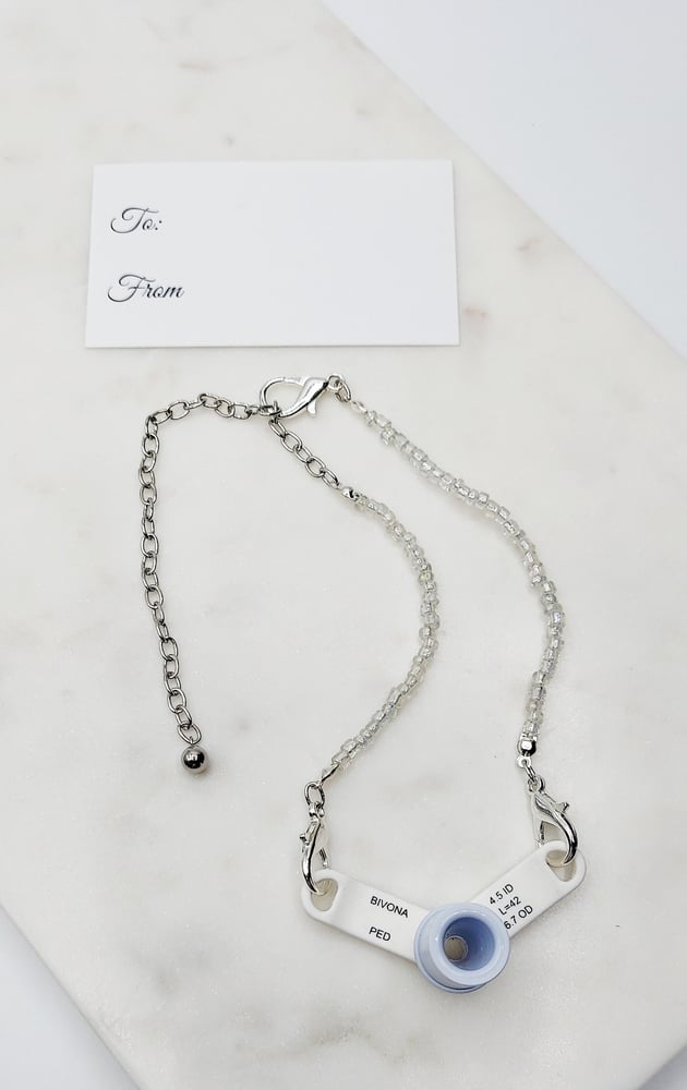 Image of Beaded Trach Ties, Adjustable, Trach Chain, Men or Women, Gift .... (Clear White)