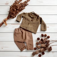 Image 1 of Fall | newborn photoshoot set | pants and jumper | camel brown