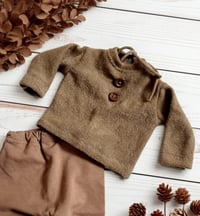 Image 2 of Fall | newborn photoshoot set | pants and jumper | camel brown