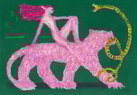 Image 1 of ORIGINAL: Elf on a beast that bites a snake