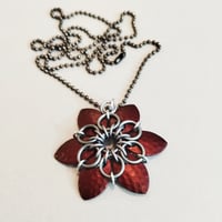 Image 2 of Faux-Leather Flower Pendant