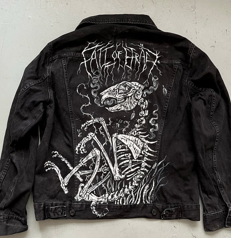 Image of Hand painted Fall of Efrafa denim jacket size Medium