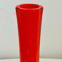 Image 3 of Vase soliflore vintage des années 70s en verre double transparent et orange