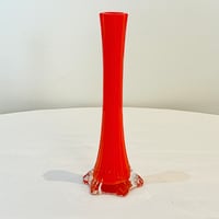 Image 1 of Vase soliflore vintage des années 70s en verre double transparent et orange