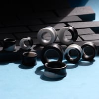 Image 2 of 8-25MM Tunnels - Epoxy Resin - Handmade Plugs for Stretched Ears - Black and White - Monochrome