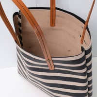 Image 6 of Stripes Soft Tote in black and tan