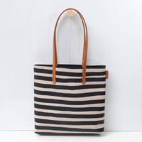 Image 3 of Stripes Soft Tote in black and tan