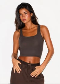 Image 1 of SKIMS- COTTON RIBBED TANK- SOOT