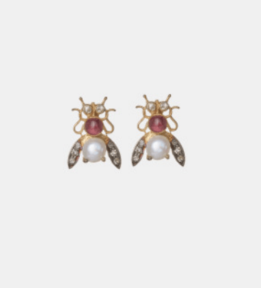 Image of 5 Octobre Bee Earrings (Moonstone or Ruby)